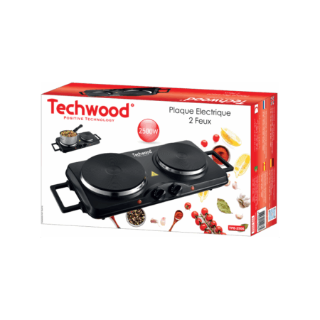 Plaque Électrique 2 Feux Techwood TPE-2506 Noir Tunisie