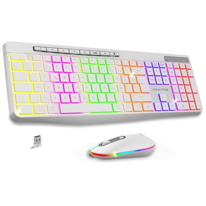 Ensemble Clavier Et Souris Gamer Sans Fil Advance R-type Cls-3100 Rgb – Blanc -CLS-3100WT Tunisie