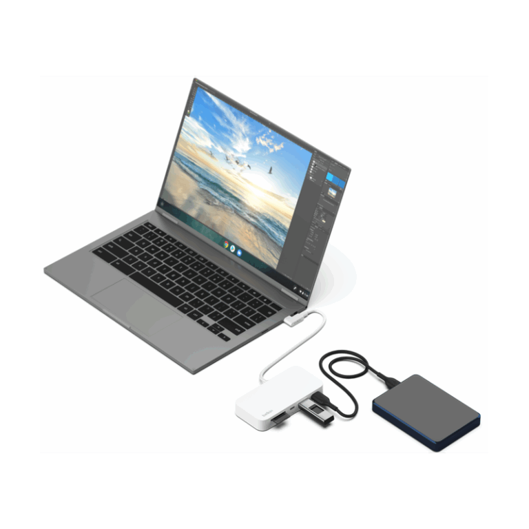 Hub Belkin Usb-c Multiport 6-en-1 Avec Support Blanc – INC011BTWH Tunisie