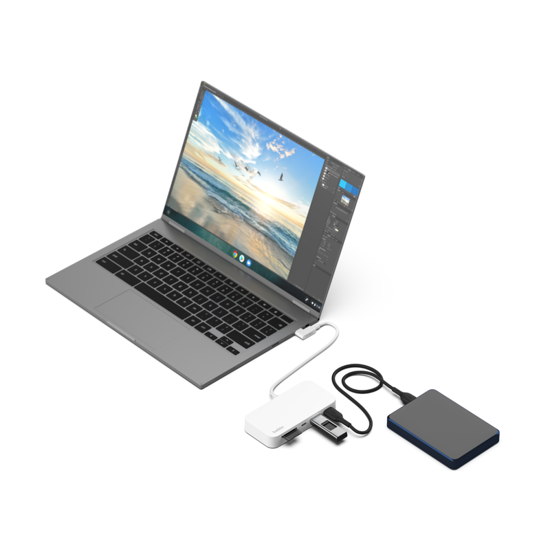 Hub Belkin Usb-c Multiport 6-en-1 Avec Support Blanc – INC011BTWH Tunisie