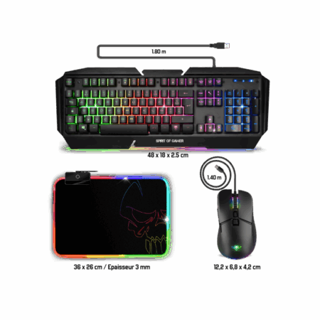 Pack Gaming 3 en 1 Spirit Of Gamer Ultimate 500 Clavier + Souris + Tapis -Noir – CLS-MK500 Tunisie