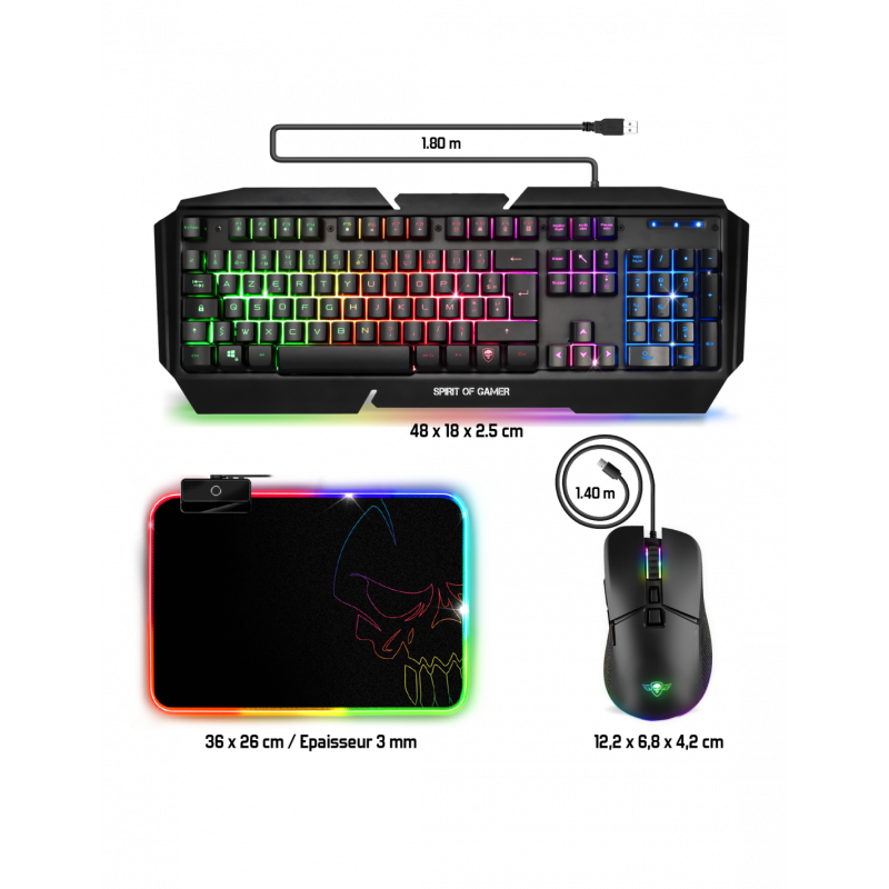 Pack Gaming 3 en 1 Spirit Of Gamer Ultimate 500 Clavier + Souris + Tapis -Noir – CLS-MK500 Tunisie