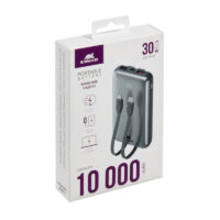 Power Bank RivaCase 10000 mAh Charge Ultra Rapide Pd 30w Avec 2 Câbles Intégrés – Gris – VA2611 Tunisie