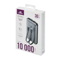 Power Bank RivaCase 10000 mAh Charge Ultra Rapide Pd 30w Avec 2 Câbles Intégrés – Gris – VA2611 Tunisie