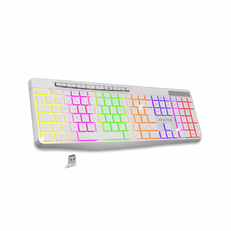 Clavier Gamer Sans Fil ADVANCE R-TYPE CLA-310 RGB Blanc – CLA-310WT Tunisie