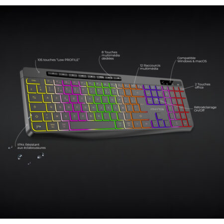 Clavier Gamer Sans Fil ADVANCE R-TYPE CLA-310BK RGB Noir – CLA-310BK Tunisie