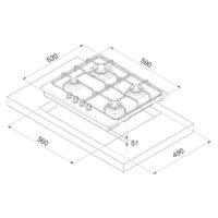 Plaque de Cuisson Focus F.408B 4 Feux 60 cm Noir Tunisie