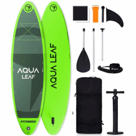 Planche à pagaie What Sup  Fitnord Aqua Leaf Gonflable 11.2 pieds – Vert Tunisie