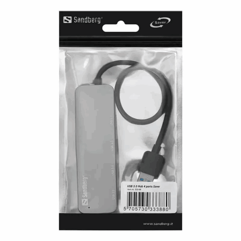 Hub USB Sandberg, USB 3.0 4 Ports + Micro USB- Gris – 333-88 Tunisie