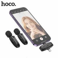 Micro Cravate Sans Fil Hoco  Double avec Récepteur Type-C & Lightning – Noir – L15 Tunisie