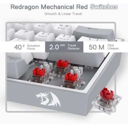 Clavier Gamer Mécanique REDRAGON FIZZ K617-RGB  -Gris &Blanc- K617 Tunisie
