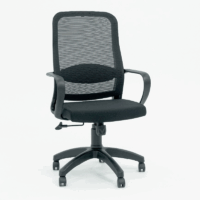 Chaise Secrétaire Solo Avec Accoudoirs Chrome – Noir Tunisie