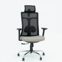 Chaise Directeur Enjoy Avec Accoudoirs Avec base Chrome – Grège Tunisie