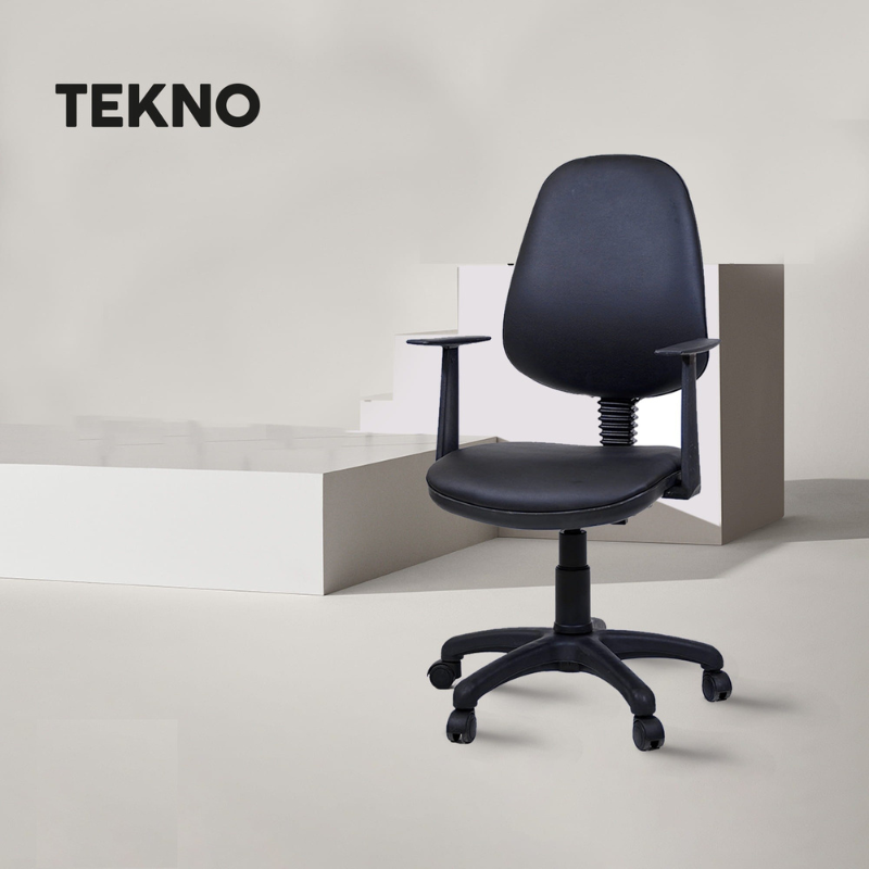 Chaise secrétaire Tekno avec Accoudoirs – Base Noir Tunisie