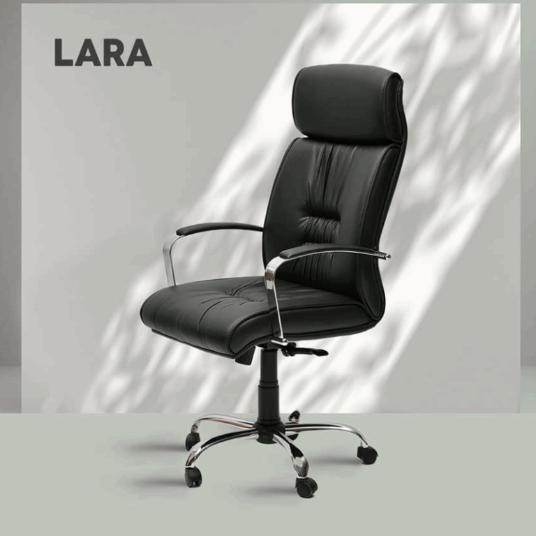 Chaise De Bureau LARA Noir – Base Chrome Tunisie