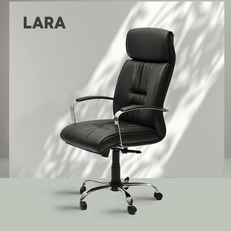 Chaise De Bureau LARA Noir – Base Chrome Tunisie