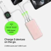 Power Bank Belkin Boost Charge 3 ports 10K – Rose- BPB011BRG Tunisie