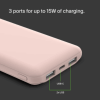 Power Bank Belkin Boost Charge 3 ports 10K – Rose- BPB011BRG Tunisie