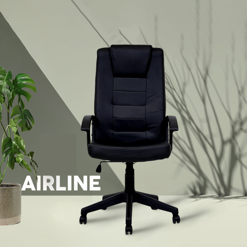 Chaise Directeur Airline Avec Accoudoir Base Chrome -Noir Tunisie