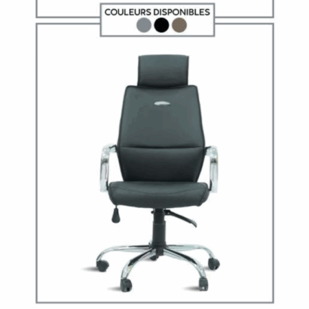 Chaise de bureau Oslo Noir – Base Chrome Tunisie
