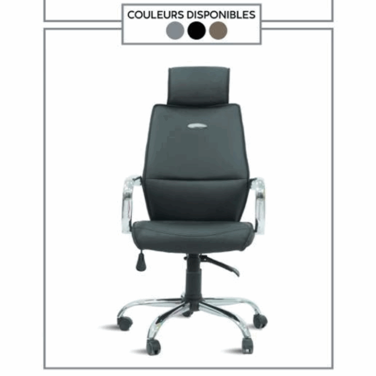Chaise de bureau Oslo Noir – Base Chrome Tunisie