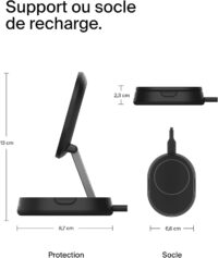 Support de recharge BoostCharge Pro Qi2 et pliable (15 W) Noir -WIA008BTBK Tunisie
