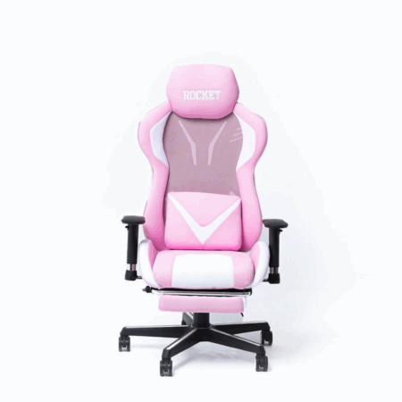 Chaise Gaming Rocket RGB – Blanc &Rose Tunisie