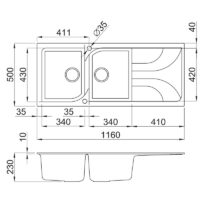 Évier Graniteck Focus F.116G Gris Tunisie