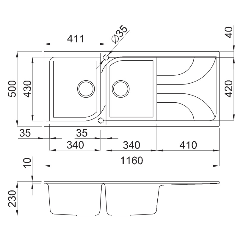 Évier Graniteck Focus F.116G Gris Tunisie