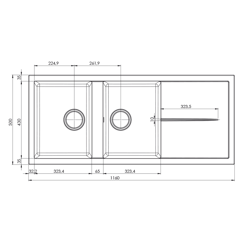 Évier Graniteck Focus FILO.116G Gris Tunisie