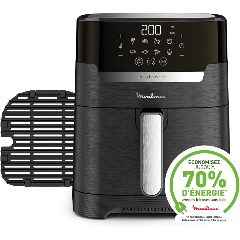 Friteuse Grill Sans Huile 2en1 Moulinex Avec Afficheur EZ505810 4.2 L Noir Tunisie