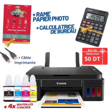 Imprimante Jet D’encre Canon Pixma G-2410 Multifonction 3en1 Couleur – Noir Tunisie