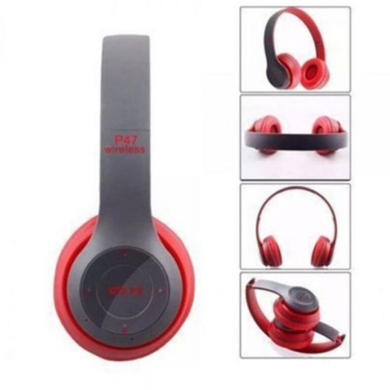 Casque Stéréo MP3 Sans Fil P47 Bluetooth – Rouge – P47-ROUGE Tunisie