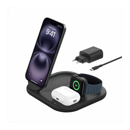Socle De Recharge 3-en-1 Aimantée Et Pliable Avec Qi2 15 W – Noir – WIZ029vfBK Tunisie