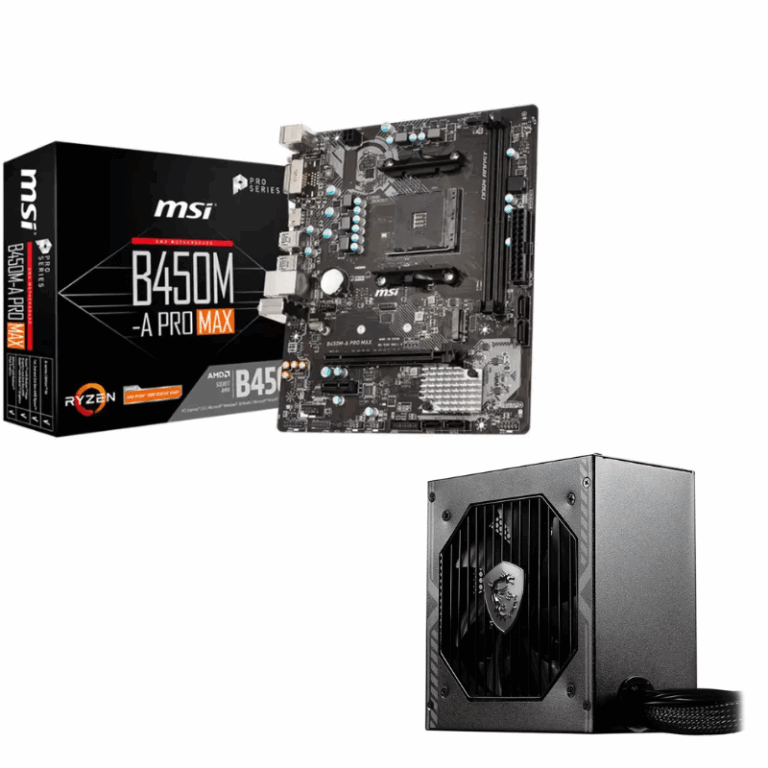 Pack Gamer Boîte d’alimentation Msi Mag A650dn & Carte Mère Msi B450m-a Pro Max II -PK-A650DN-B450m Tunisie