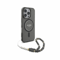 Coque MagSafe Guess Glitter avec bracelet en perles pour iPhone 16 Pro Max – Noir- 29813 Tunisie