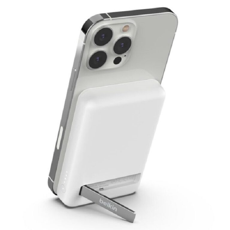 Power Bank BELKIN Boost Charge Magsafe 5000MAH + Support – Blanc -BPD004BTWT Tunisie
