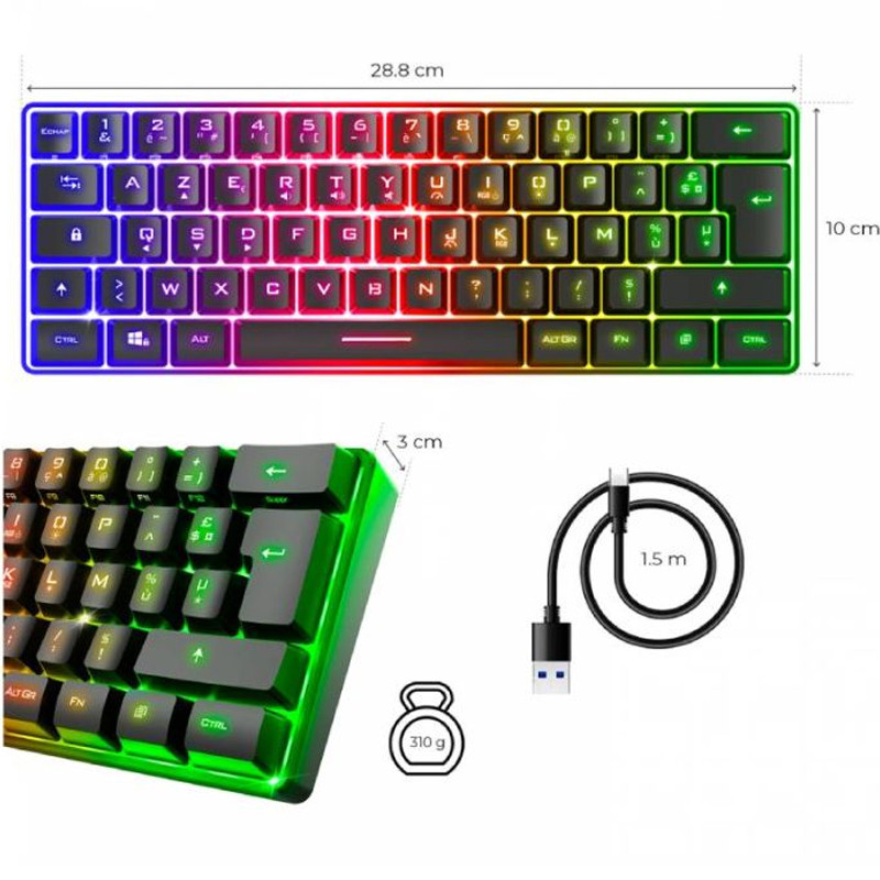 Clavier Gamer Filaire Spirit Of Gamer PRO-K2 RGB – Noir – CLA-PK2BK Tunisie