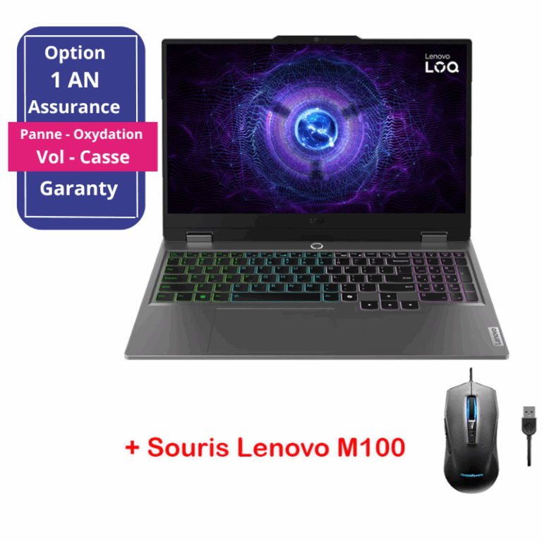 PC Portable Gamer LENOVO LOQ 15IAX9 i5 12è Gén 8Go 512Go SSD RTX 2050 4Go- Gris – 83GS00KYFG Tunisie