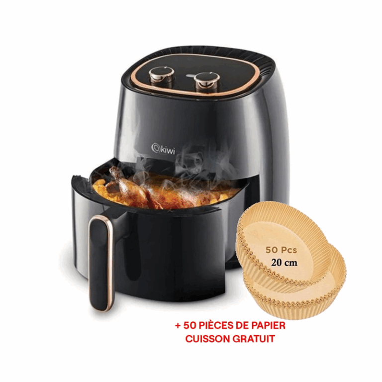 Friteuse Sans Huile Kiwi 5L KAF-5535 Noir + 50 Pièces de Papier Cuisson Gratuit Tunisie