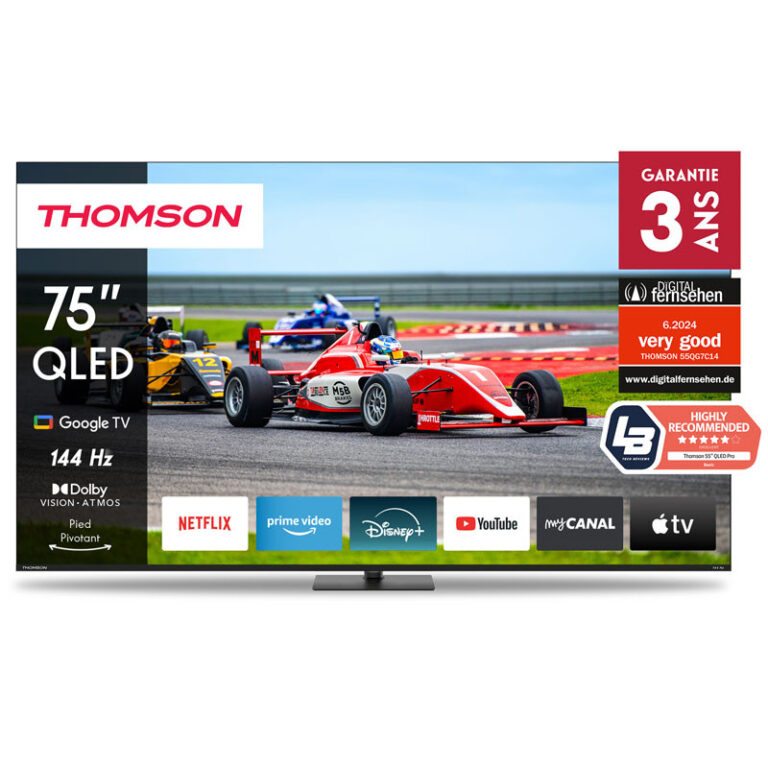 Téléviseur Thomson 75QG7C14 Smart QLED Pro UHD 4K Google TV Noir Tunisie