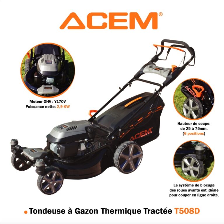 Tondeuse à gazon à essence  ACEM Tractée T508D 2.9kW 50.8CM ACEM Tunisie