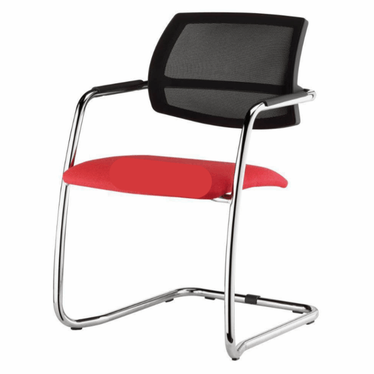 Chaise Visiteur Urban Avec Dossier En Résille & Assise Rembourrées – Rouge Tunisie