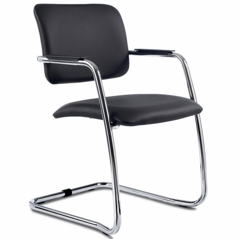 Chaise Visiteur Magix Avec Accoudoirs Base Chrome – Noir Tunisie