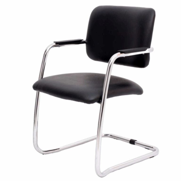 Chaise Visiteur Magix Avec Accoudoirs Base Chrome – Noir Tunisie