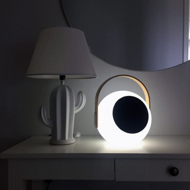 Haut-Parleur Bluetooth avec Lanterne Led Mooni Eye -Blanc & Noir – EYS_0970_002 Tunisie