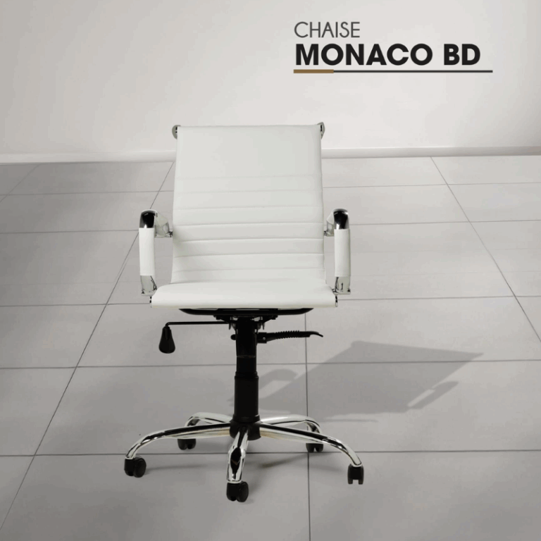 Chaise Bureau de Direction Monaco BD Base Chrome -Blanc Tunisie