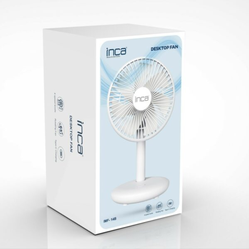 Mini Ventilateur Portable Rechargeable Inca FMI-14B – Blanc -FMI-14B Tunisie