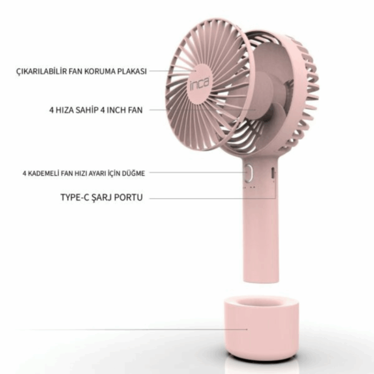 Mini Ventilateur Portable Rechargeable Inca FMI-12B – Rose -FMI-12P Tunisie