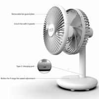 Mini Ventilateur Portable Rechargeable Inca FMI-14B – Blanc -FMI-14B Tunisie